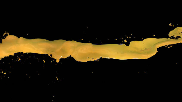 3D illustration of a orange juice flow stock photo
