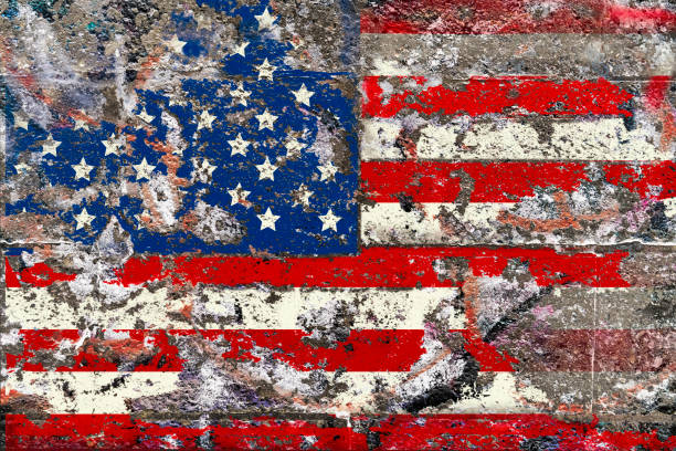 istock grungy american flag on weathered concrete wall 917754476