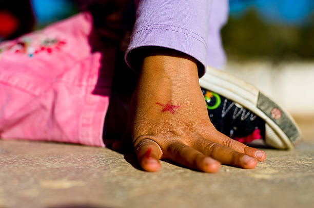 girl with star tattoo stock photo