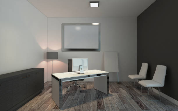 istock Modern office Cabinet. Meeting room. 3D rendering.. Blank paintings 917771384