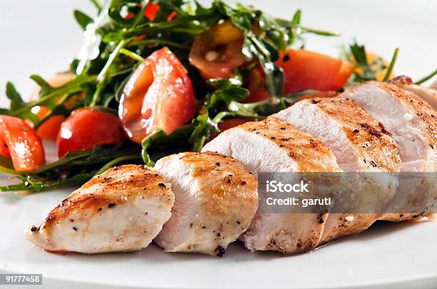 Grilled Chicken Stock Photo - Download Image Now - Arugula, Barbecue - Meal, Chicken Breast
