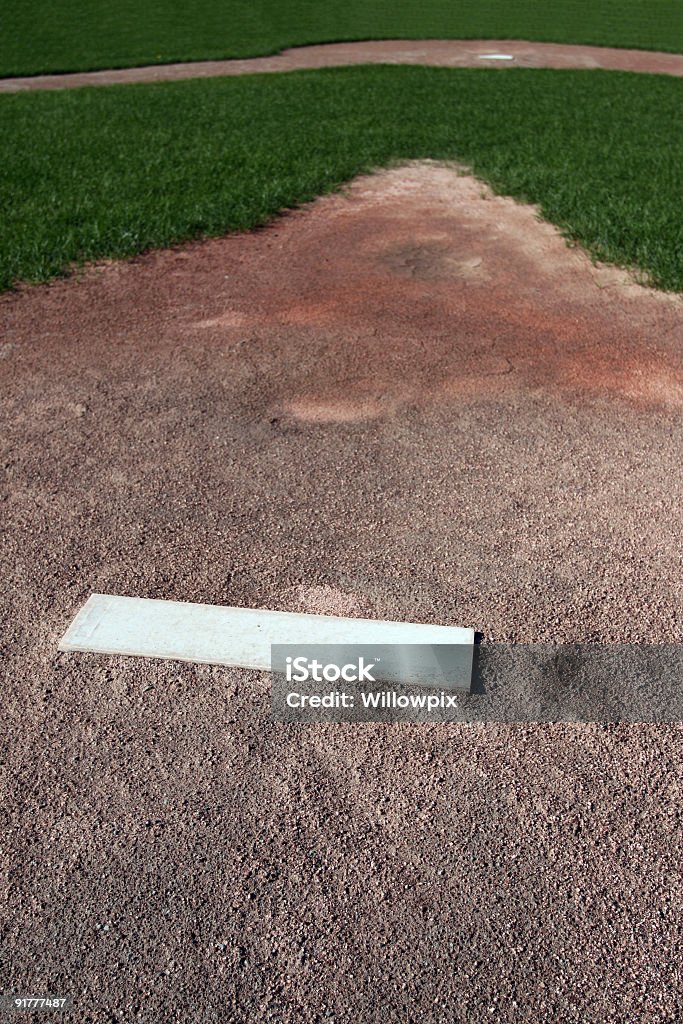 Vecchio Baseball Pitching Mound and Rubber - Foto stock royalty-free di Baseball