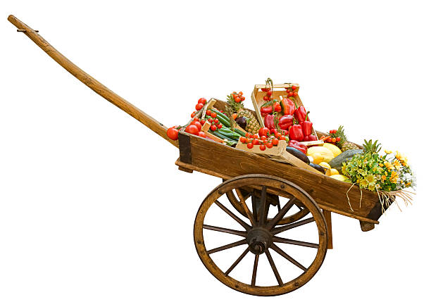 istock Cart with vegetable isolated on white 91778304
