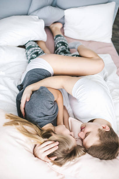 istock Sensual romantic couple in love at home 917786980