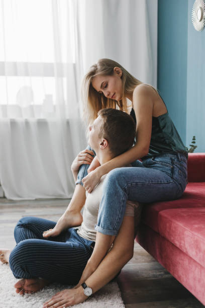 istock Sensual romantic couple in love at home 917787652