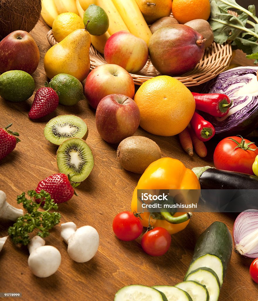 fresh fruits and vegetables  Color Image Stock Photo