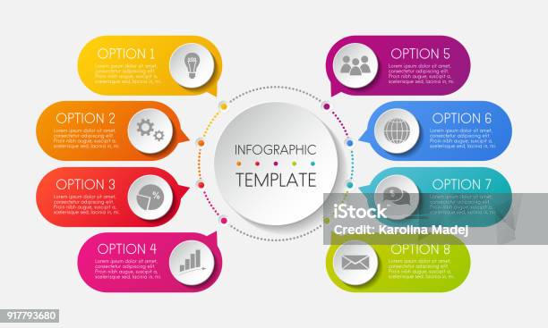 Company Timeline Colourful Infographic Vector Stock Illustration - Download Image Now - Number 8, Infographic, Steps