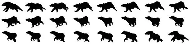 Vector illustration of Bear running animation sprite sheet