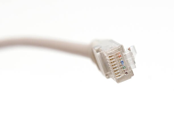 rete connettore rj-45 - network connection plug rj45 cable bandwidth foto e immagini stock