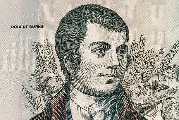 Photo of Robert Burns as depicted on a Scottish Banknote.