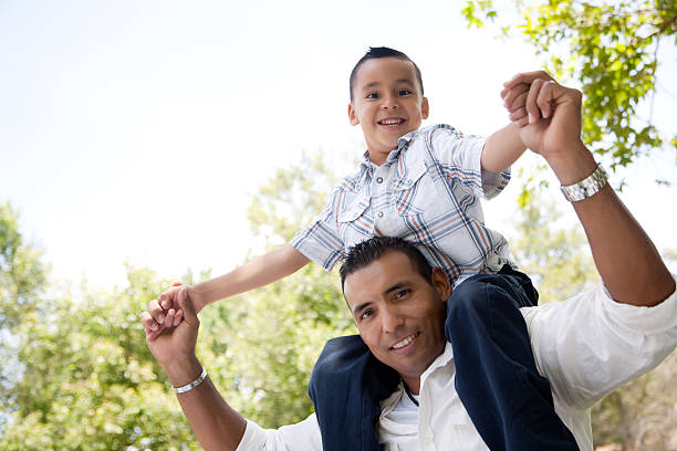 Shot of a father and son spending the day together outside