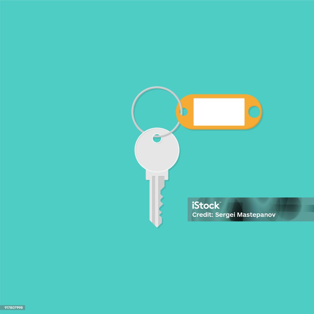 Key with a blank key-tag. Illustration in flat style Key stock vector