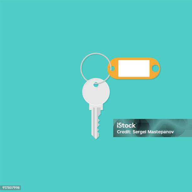 Key With A Blank Keytag Illustration In Flat Style Stock Illustration - Download Image Now