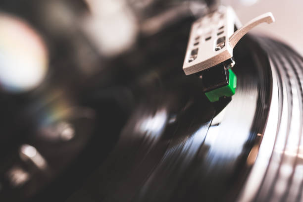 istock Record player with vinyl record, Music Background Template 917812466
