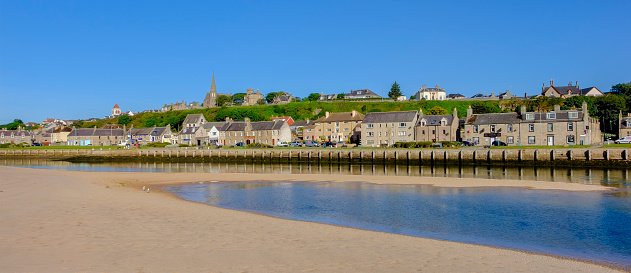 Lossiemouth, a coastal town and a port located along the estuary of the river Lossie on the Moray Firth, Scotland.