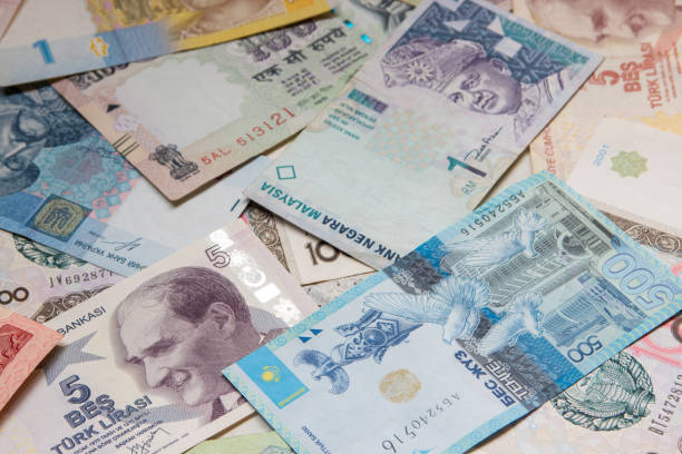 istock Colorful old World Paper Money banknote background 917813434