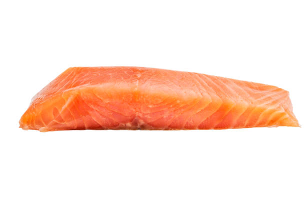 istock Piece of fillet red fish isolated on white. 917814910