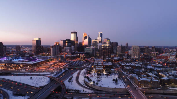 istock Minneapolis Skyline at Sunset - Aerial 917821678