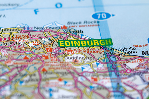 Central Scotland Map - Focus on the word Edinburgh.