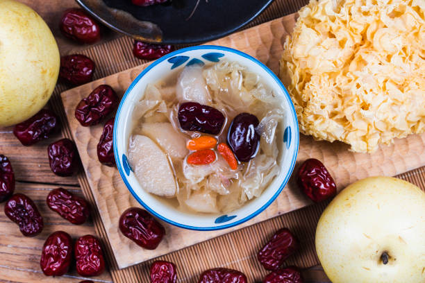 istock Sweet stewed snow pear Red date, Lycium barbarum 917826272