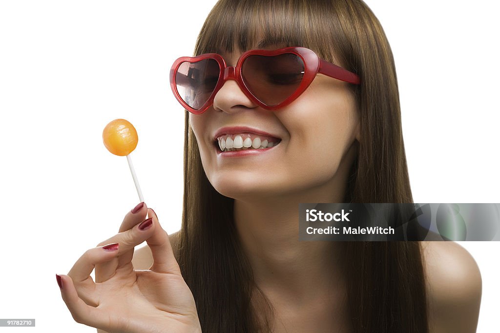 Menina e lollypop - Foto de stock de Adulto royalty-free