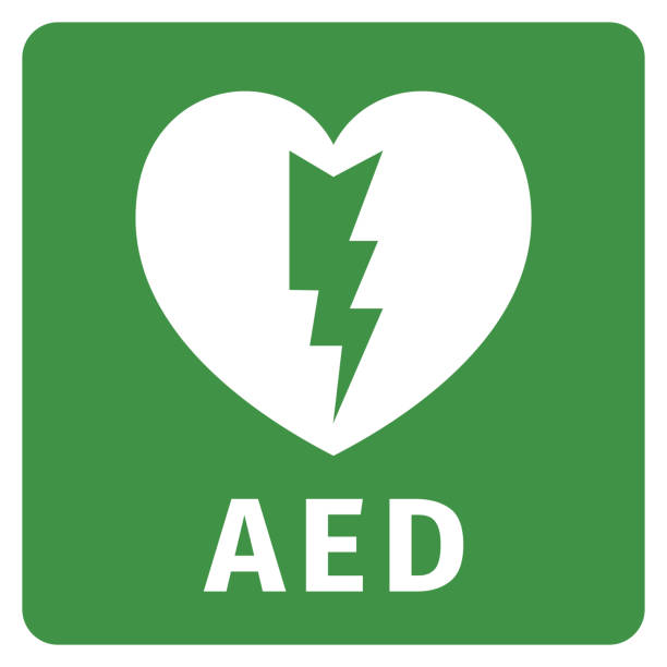 stockillustraties, clipart, cartoons en iconen met aed icon - automatische externe defibrillator - defibrillator