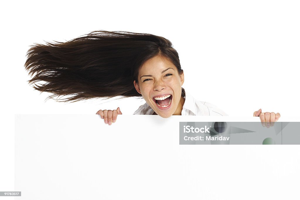 Excited billboard woman  Adult Stock Photo