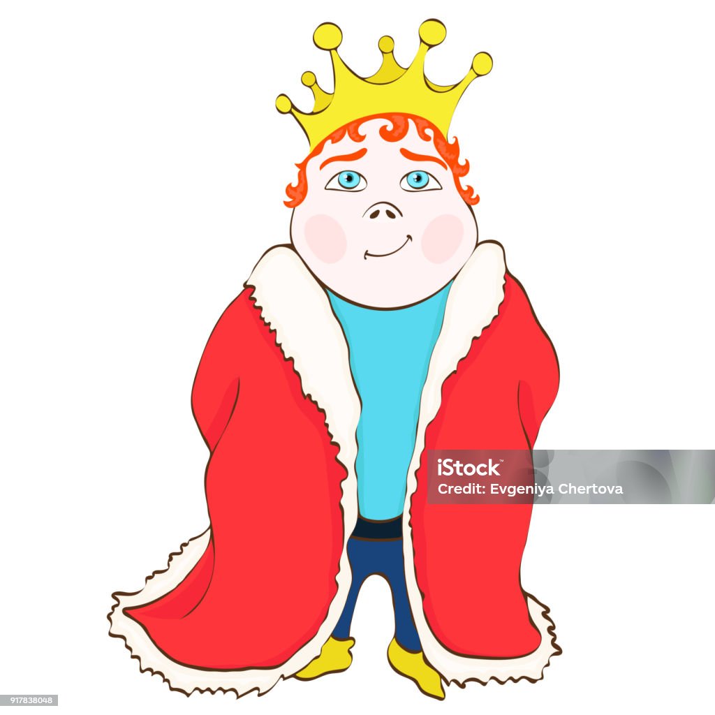 Cartoon King Vector Hand Drawing Cute Funny Drawn Prince In The Red Royal  Mantle With Red Hair With A Crown On His Head Isolated On White Stock  Illustration - Download Image Now -