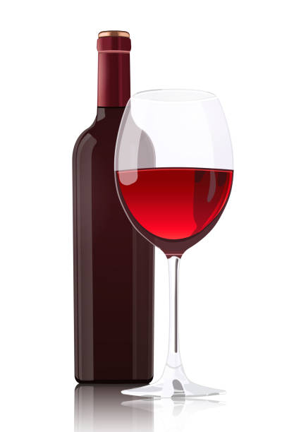 istock Bottle of red wine without a label and wineglass with wine, vector realistic drawing, isolated on white 917840604
