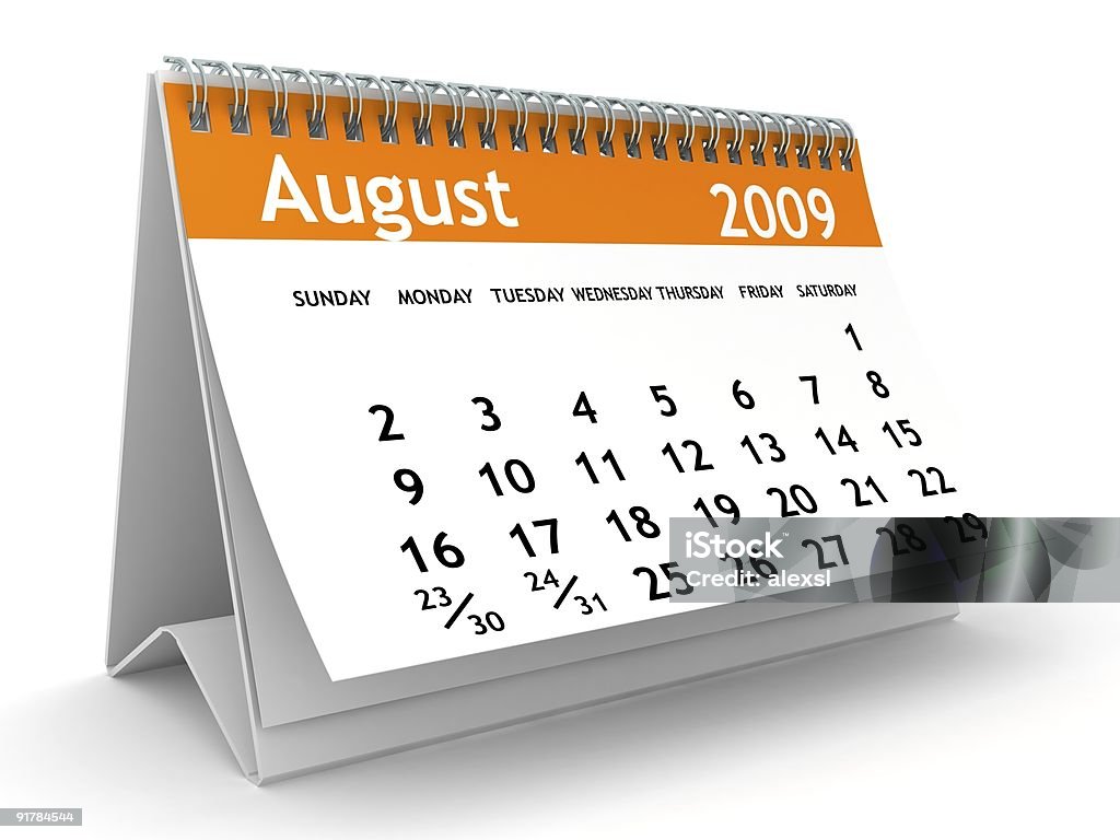 August 2009 - Orange Calendar series  2009 Stock Photo