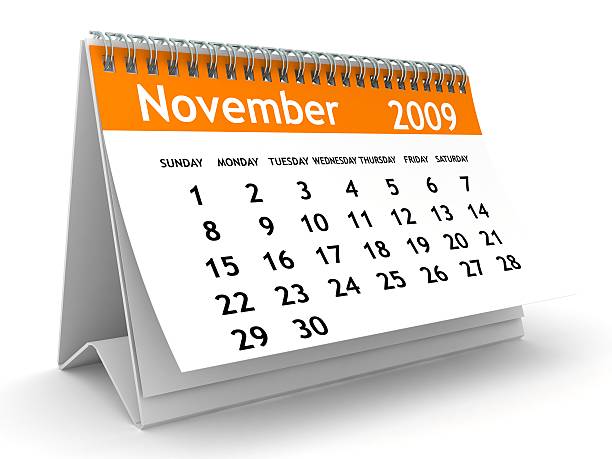 listopad 2009 r.-pomarańczowy serii kalendarzowym - november calendar 2009 orange zdjęcia i obrazy z banku zdjęć