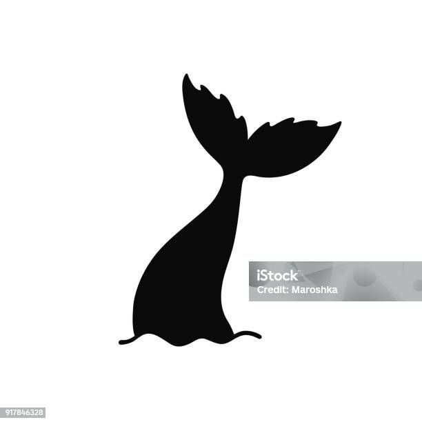 Hand Drawn Silhouette Of Mermaids Tail Vector Icon Isolated On White Background Stock Illustration - Download Image Now