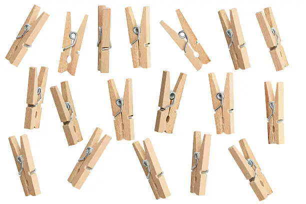 Clothespins with isolated clipping path.