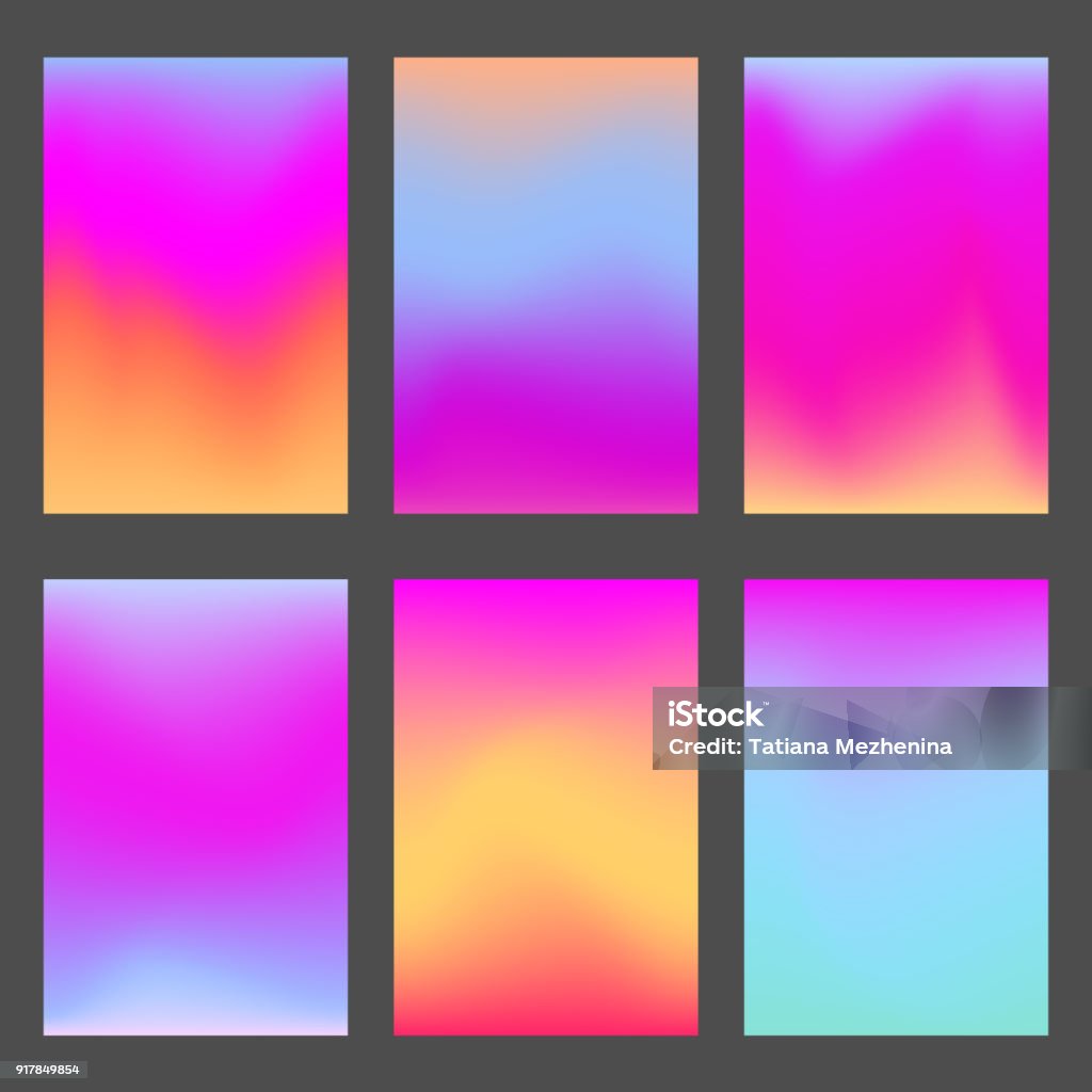 Trendy pink and violet gradients for ui design Trendy bright pink and violet gradients for smartphone screen backgrounds. Set of soft, deep, shiny gradiented wallpaper for mobile apps, ui design Color Gradient stock vector