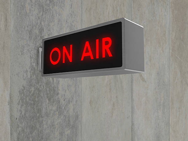 istock Black wall-mounted on air sign with illuminated red letters 91785158