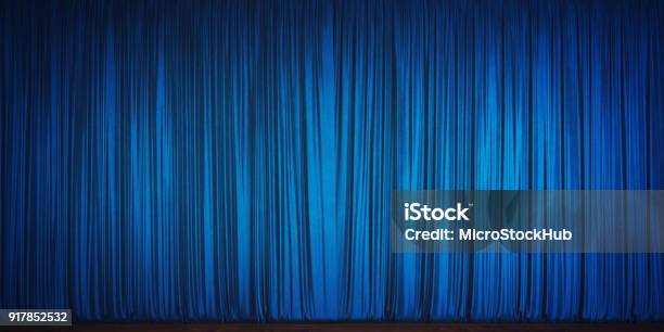 Blue Velvet Theater Curtain Stock Photo - Download Image Now - Curtain, Blue, Award