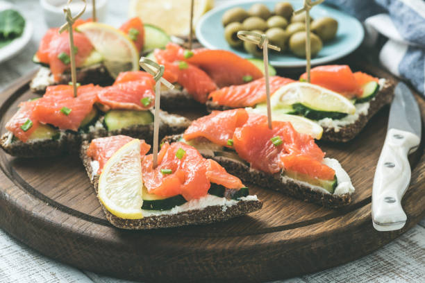 istock Salmon canape with cream cheese 917857684