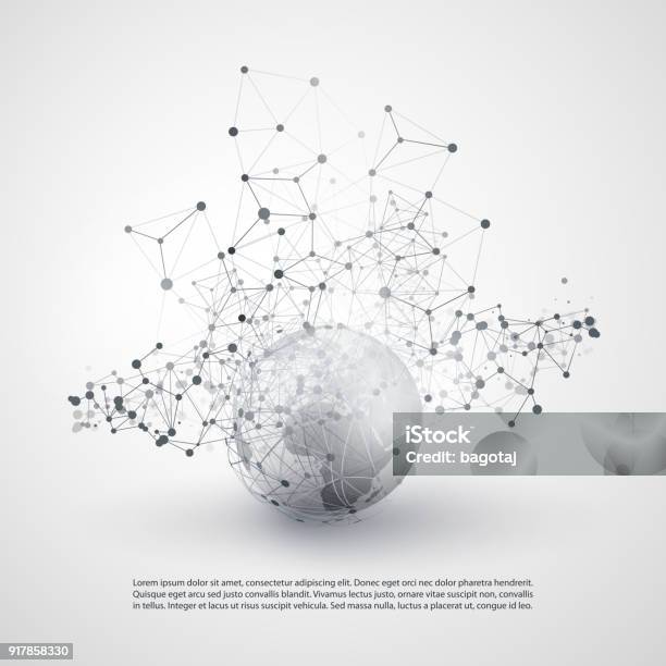 Network Connections Concept Stock Illustration - Download Image Now - Abstract, Black And White, Global
