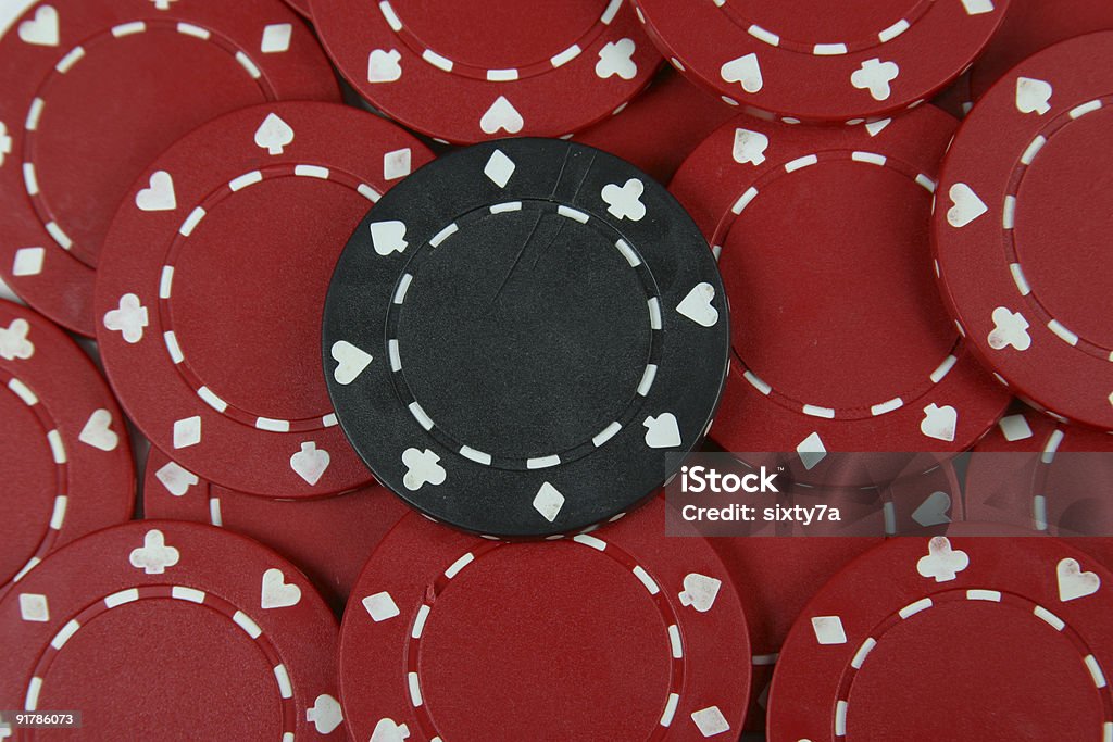 Rote und schwarze poker-chips - Lizenzfrei Ass Stock-Foto