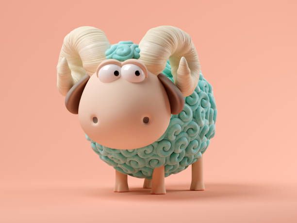 istock Blue sheep on pink background 3D illustration 917861548