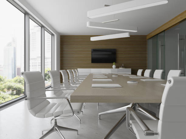 istock Interior of reception and meeting room 3D illustration 917862496