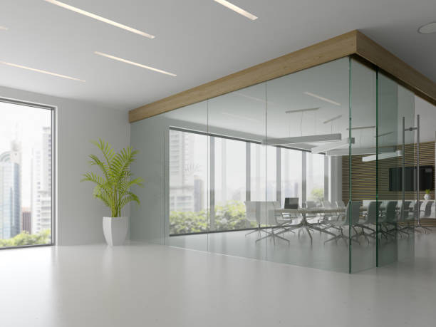 istock Interior of reception and meeting room 3D illustration 917864946