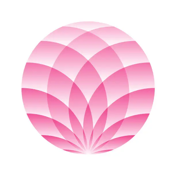 Vector illustration of Pink lotus circle - symbol of yoga, wellness, beauty and spa. Vector illustration