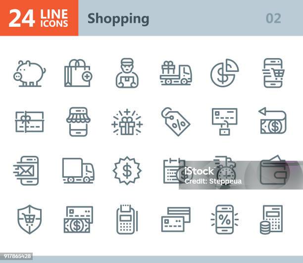 Shopping Line Vector Icons Stock Illustration - Download Image Now - Online Shopping, E-commerce, Price Tag