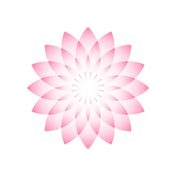 Vector illustration of Pink lotus - symbol of yoga, wellness, beauty and spa. Vector illustration