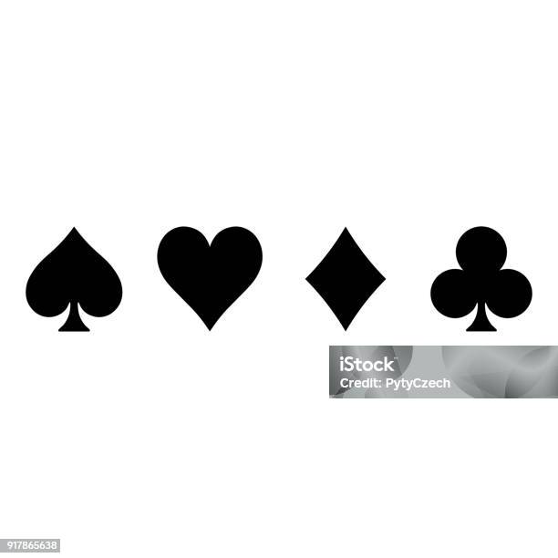 Pokerkarte Passt Herzen Clubs Pik Und Karo Auf Weißem Hintergrund Casino Glücksspiel Thema Vektorillustration Einfache Schwarze Silhouetten Stock Vektor Art und mehr Bilder von Kartenspiel