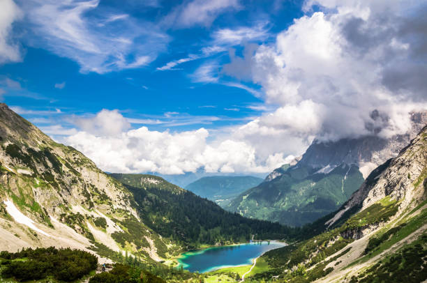 istock View on Drachensee and on zugspitze mountain by Ehrwald 917872826