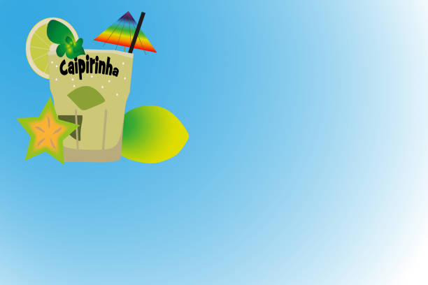 Background with caipirinha Background with caipirinha, lemon and carambola sugar cane juice stock illustrations