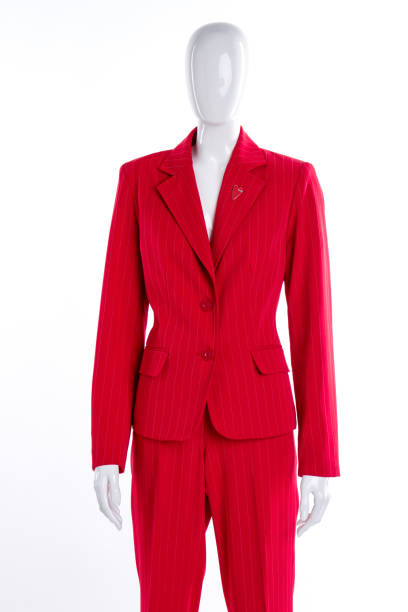 istock Red jacket and trousers for women. 917882246