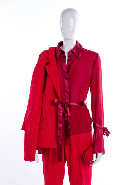 istock Red blouse, blazer and trousers. 917882486
